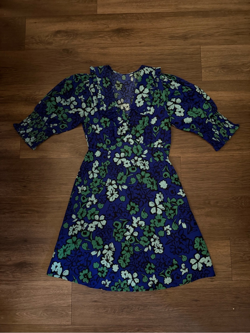 Blue and Green Floral Mini Dress